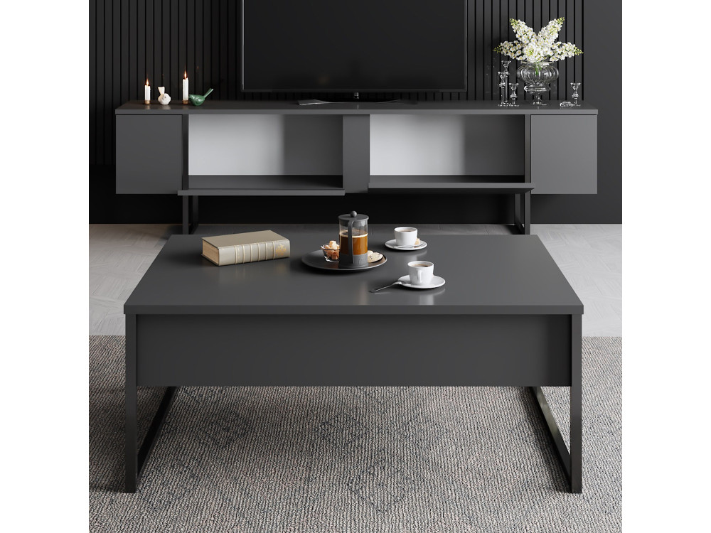 Drewniana podstawa pod telewizor "Luxe" 180 x 30 x 50 cm - Antracyt