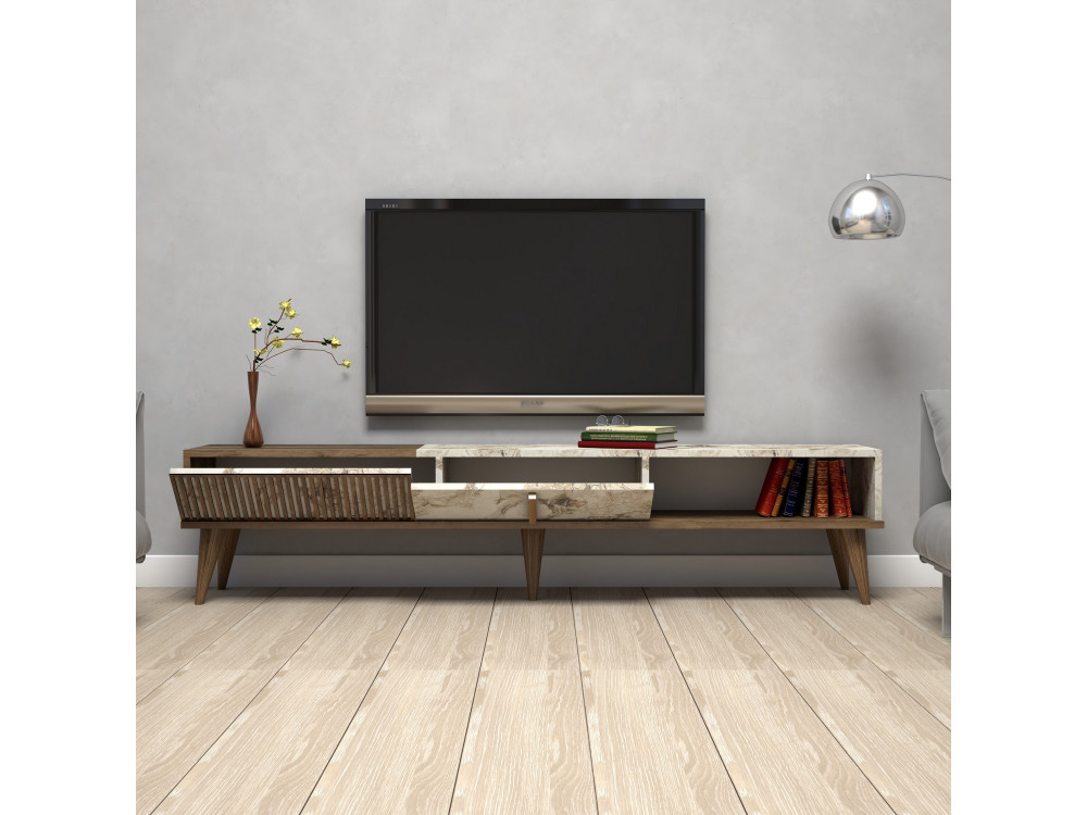 Drewniany stojak TV "Milan" - 180 x 35 x 40 cm - OrzechBiały