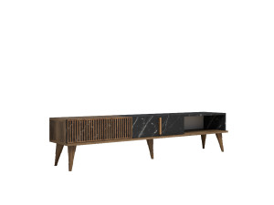 Drewniany stojak TV "Milan" - 180 x 35 x 40 cm - orzech czarny