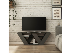 Drewniana szafka pod telewizor "Pipralla" - 110 x 30 x 40 cm - Antracyt 2