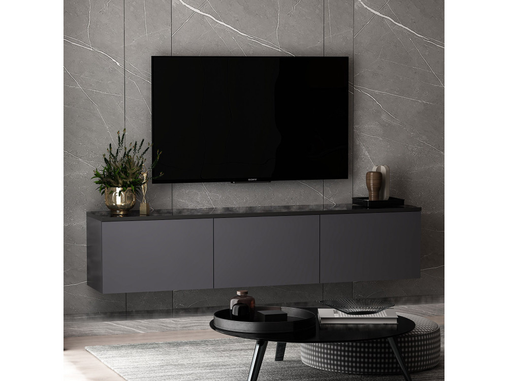 Drewniana podstawa pod telewizor "Neon" 160 x 32 x 35 cm - Antracyt