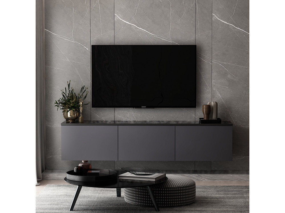 Drewniana podstawa pod telewizor "Neon" 160 x 32 x 35 cm - Antracyt