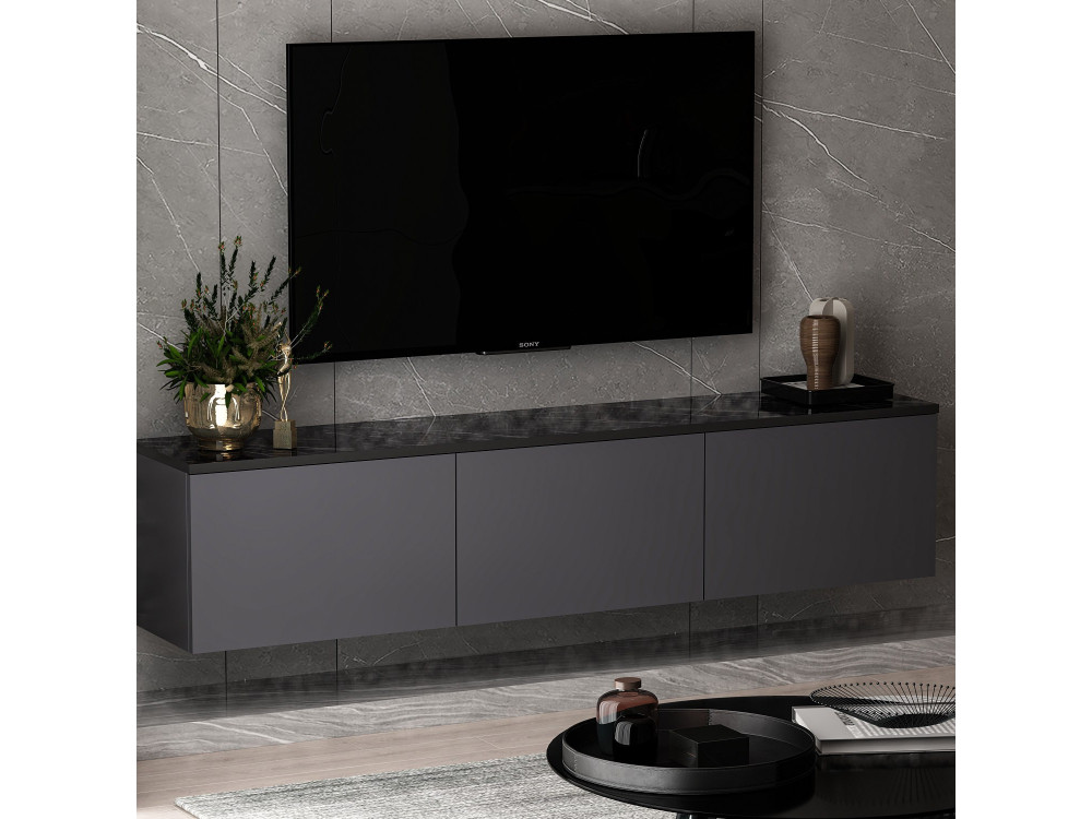 Drewniana podstawa pod telewizor "Neon" 160 x 32 x 35 cm - Antracyt