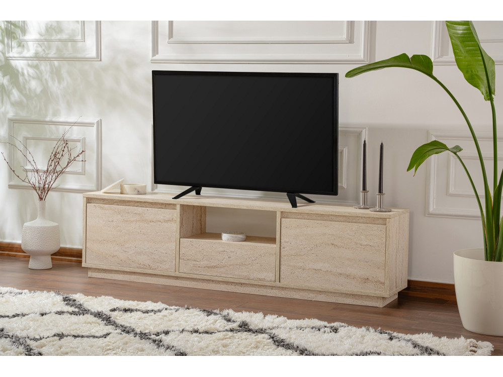 Drewniana podstawa pod telewizor "Vanguard" - 160 x 29 x 42 cm - trawertyn