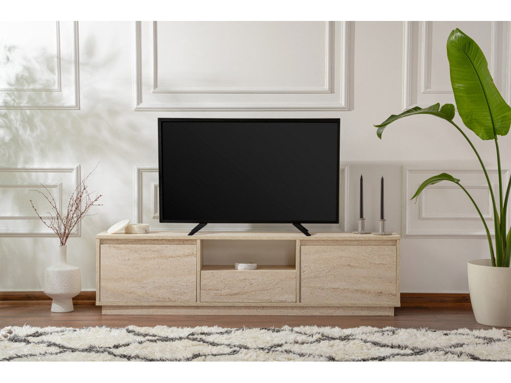 Drewniana podstawa pod telewizor "Vanguard" - 160 x 29 x 42 cm - trawertyn