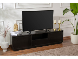 Drewniana podstawa pod telewizor "Vanguard" 160 x 30 x 42 cm - Czarne drewno 2