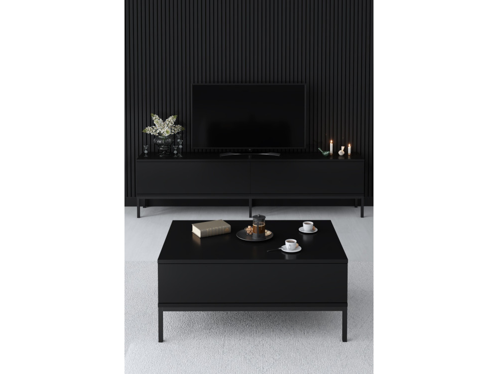 Drewniana szafka pod telewizor "Lord" - 180 x 30 x 47 cm - Czarny