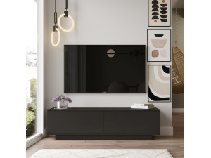 Drewniany stojak na telewizor "FN1" - 140 x 35 x 38 cm - Czarny 2