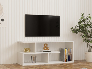 Drewniana podstawa pod telewizor "Cafu" - 100 x 29 x 40 cm - Biały 2