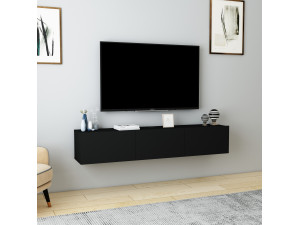 Drewniany stojak na telewizor "Denby" - 160 x 31 x 29 cm - Czarny 2