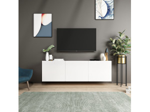 Drewniany stojak pod telewizor "biały" - 150 x 31 x 44 cm - Biały 2