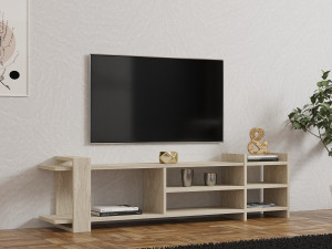 Drewniana podstawa pod telewizor "Zeyna" - 156 x 29 x 40 cm - trawertyn 2