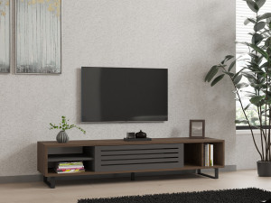 Drewniana podstawa pod telewizor "Eray" - 160 x 40 x 35 cm - Orzech, Antracyt 2