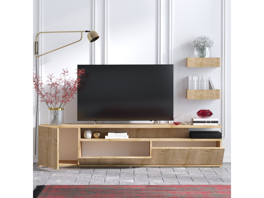 Drewniana podstawa pod telewizor "Alika" - 180 x 35 x 45 cm - Dąb