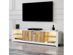 Drewniany stojak pod telewizor "Aydos" 180 x 35 x 45 cm - Biały 2