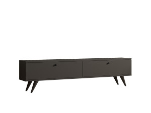 Drewniana szafka pod telewizor "Parlak" - 160 x 25 x 40 cm - Antracytowy szary