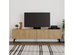 Drewniany stojak pod telewizor "Dune" - 180 x 29 x 50 cm - Beżowy 2