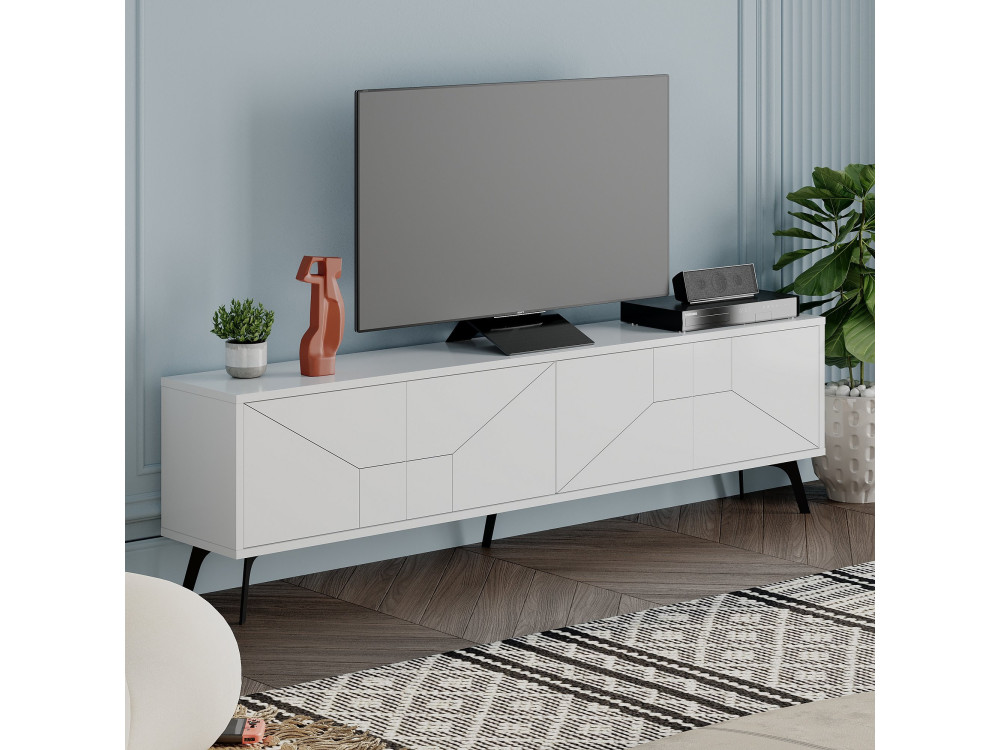 Drewniana podstawa pod telewizor "Dune" - 180 x 29 x 50 cm - Biały