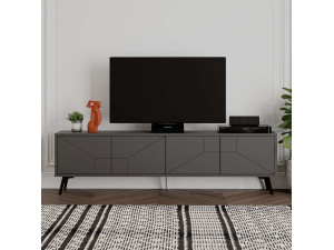 Drewniana podstawa pod telewizor "Dune" - 180 x 29 x 50 cm - Antracytowy szary 2