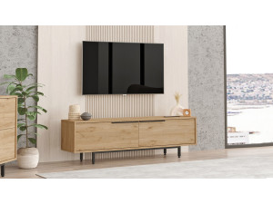 Drewniany stojak TV "Calvin" - 160 x 35 x 45 cm - Brązowy 2