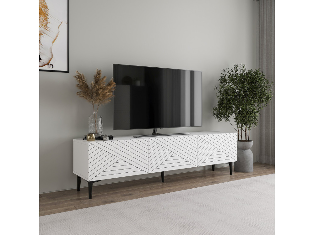 Drewniana podstawa pod telewizor "Felix" - 160 x 31 x 44 cm - Biały