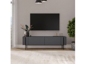 Drewniany stojak TV "Herman" - 160 x 31 x 45 cm - Antracytowy szary 2