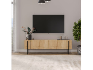 Drewniany stojak pod telewizor "Herman" - 160 x 31 x 45 cm - Beżowy 2