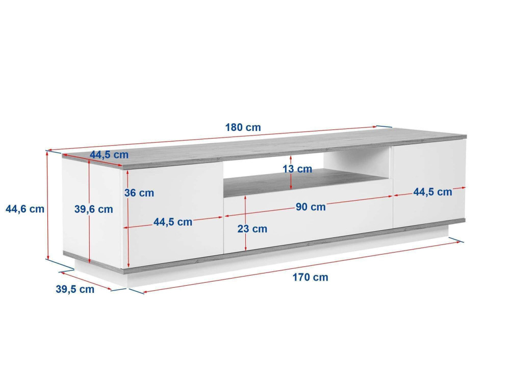 Drewniana podstawa pod telewizor "Veramont" - 180 x 44 x 44 cm - Beżowy