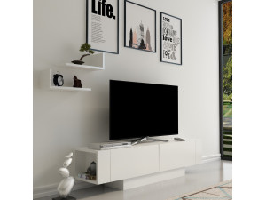 Drewniana podstawa pod telewizor "Matera" - 150 x 31 x 41 cm - Biały 2
