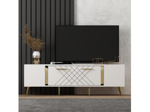 Drewniany stojak na telewizor "Detas" - 150 x 35 x 48 cm - Złoty 2
