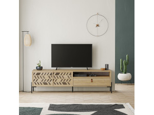 Drewniany stojak pod telewizor "Dionysos" - 170 x 45 x 48 cm - Beżowy 2