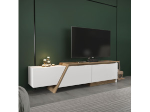 Drewniana podstawa pod telewizor "Zonas" - 180 x 35 x 28 cm - Biały 2