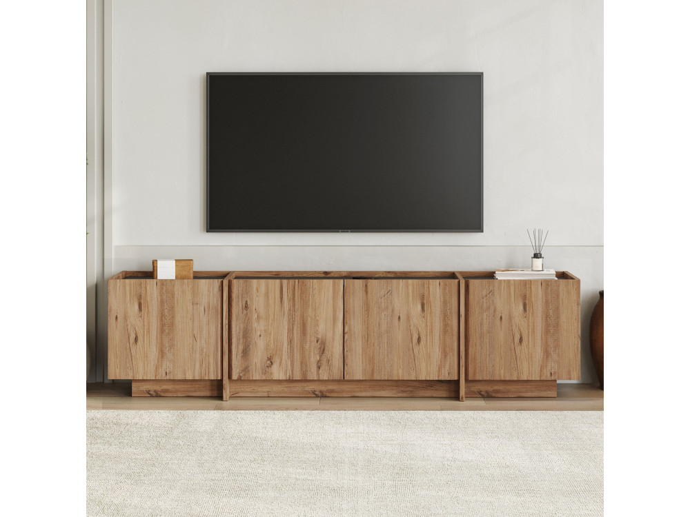 Drewniana podstawa pod telewizor "Lowen" - 180 x 35 x 46 cm - sosna atlantycka / antracyt