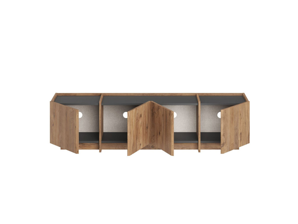 Drewniana podstawa pod telewizor "Lowen" - 180 x 35 x 46 cm - sosna atlantycka / antracyt