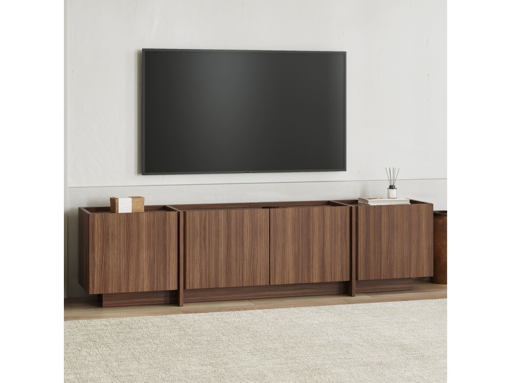 Drewniana podstawa pod telewizor "Lowen" - 180 x 35 x 46 cm - Walnut Milano