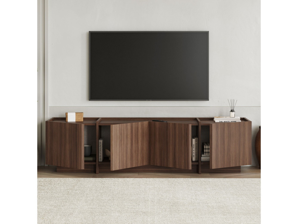 Drewniana podstawa pod telewizor "Lowen" - 180 x 35 x 46 cm - Walnut Milano