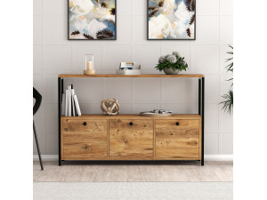 Drewniany kredens "Nero" - 120 x 30 x 75 cm - Czarna sosna atlantycka 2