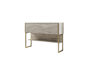 Drewniana konsola "Luxe" - 120 x 30 x 80 cm - Złoty trawertyn