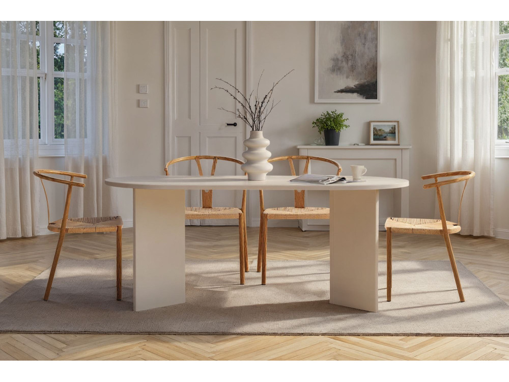 Drewniany stół do jadalni "Sablin" - 180 x 89 x 75 cm - Białe drewno