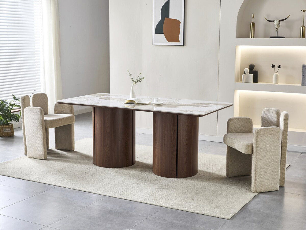 Prostokątny ceramiczny stół do jadalni Pendora "Milano" - 6 miejsc - Brązowy
