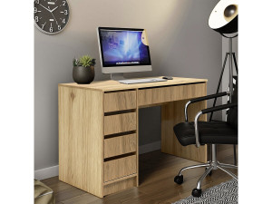 Drewniane biurko "Malika" z 5 szufladami - 120 x 75 x 55 cm - Brązowy 2