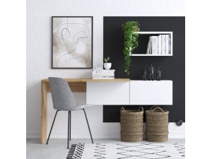 Drewniane biurko "Tiff" - 145 x 45 x 74 cm - Biały dąb 2