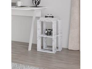 Drewniana szafka nocna "Lonie" 30 x 30 x 55 cm - marmur Carrara 2