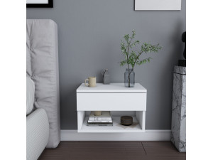 Drewniany stolik nocny "Jamot" - 45 x 29 x 32 cm - Biały 2
