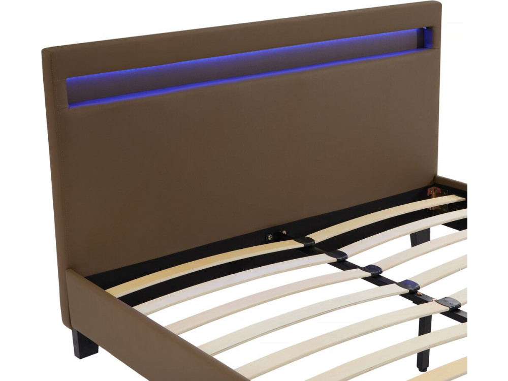 Łóżko LED "Maria" - 140 x 190 cm - Taupe
