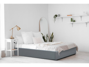 Łóżko pojedyncze "Ava" PVC z pojemnikiem - 90 x 190 cm - Szare 2