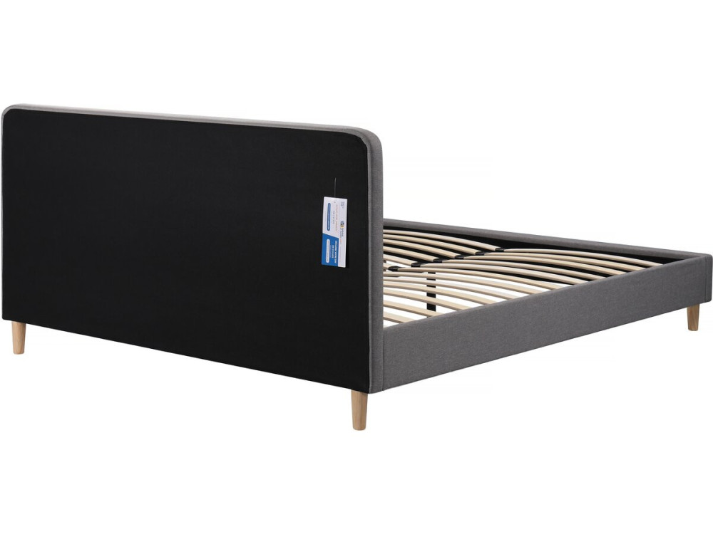 Podwójne łóżko materiałowe "Louise" - 140 x 190 cm - Szare