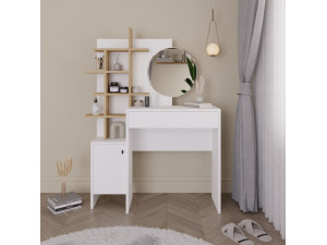 Drewniany stolik do makijażu "Mup" 105 x 35 x 151 cm - Biały 2