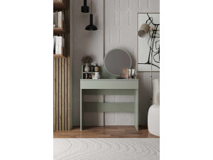 Okrągła toaletka "Harmony Mini" z drewnianym lustrem - 90 x 40 x 133 cm - Zielony 2