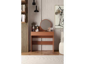 Okrągła toaletka "Harmony Mini" z drewnianym lustrem - 90 x 40 x 133 cm - Terakota 2